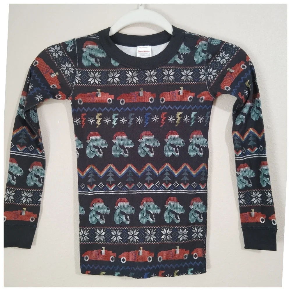 Hanna Andersson Dinosaur Santa Christmas Pajamas Set Size 6-7 - Picture 2 of 4
